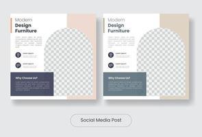 moderne meubels social media post banner sjabloon set vector