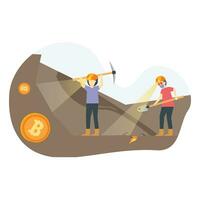 mijnbouw cryptocurrencies illustratie bruikbaar voor beide web of mobiel app ontwerp vector