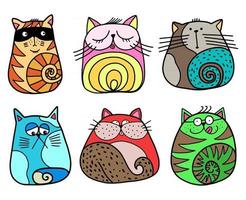 schattige handgetekende doodle katten vector