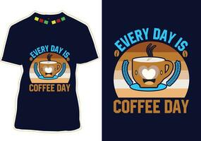 elke dag is koffie dag, Internationale koffie dag t-shirt ontwerp vector