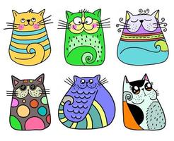 schattige handgetekende doodle katten vector