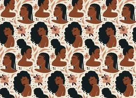 afro Amerikaans vrouw vector illustratie set. mooi meisjes donker huid.