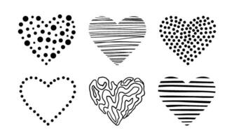 vector harten tekening set. liefde symbool verzameling geïsoleerd Aan wit. valentijnsdag schetsen