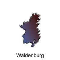 kaart van Waldenburg stad modern gemakkelijk kleurrijk met schets, illustratie vector ontwerp sjabloon