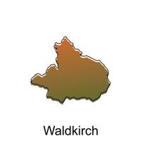 kaart van waldkirch stad modern gemakkelijk kleurrijk met schets, illustratie vector ontwerp sjabloon