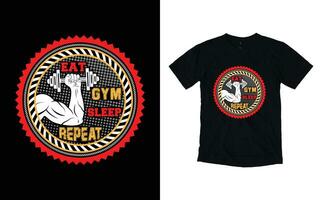 Sportschool t-shirt ontwerp, geschiktheid typografie t overhemd ontwerp, crossfit motiverende logo vlak ontwerp vector