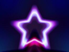 abstract neon ster fase. elektrisch kader. 3d retro licht sterrenhemel uithangbord met gloeiend neon effect. techno gloeiend kader Aan donker blauw achtergrond. vector