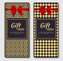 vintage luxe gouden sierlijke cadeaubon met rode strik en lint sjabloon vectorillustratie voor uw bedrijf vector