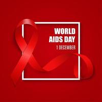 1 december wereld aids dag achtergrond. rood lint teken. vector illustratie