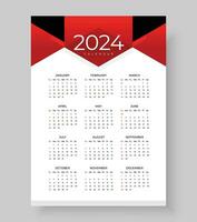 2024 muur kalender sjabloon een bladzijde ontwerp, week begin zondag, gemakkelijk verticaal kalender ontwerp sjabloon. muur kalender in een minimalistische stijl. zakelijke ontwerp ontwerper sjabloon vector