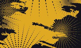 abstract vuil geel en zwart grunge structuur achtergrond met halftone stijl, vector grunge achtergrond zwart en geel kleur