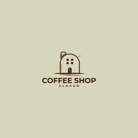 modern minimalistische koffie winkel logo vector. illustratie van een huis met een combinatie van koffie vormen. vector illustratie. elegant logo