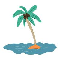 exotisch kokosnoot palm Aan een strand. vector illustratie Aan wit achtergrond in een tekenfilm stijl. geschikt voor het drukken Aan papier producten, textiel.