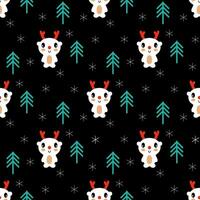 Kerstmis naadloos patroon met herten en Kerstmis bomen. gelukkig nieuw jaar afdrukken voor tee, papier, textiel en kleding stof. vector
