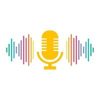 microfoon en geluid Golf. podcast symbool. intelligent assistent. geïsoleerd vector logo illustratie.