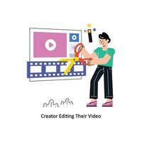 Schepper bewerken hun video vlak stijl ontwerp vector illustratie. voorraad illustratie