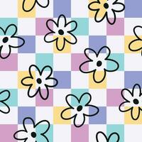 bloemen geruit naadloos patroon. schaakbord patroon. geruit naadloos het dossier. bloemen herhaling patroon. plaid naadloos ontwerp. voorjaar naadloos papier. vector
