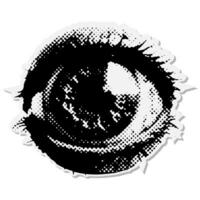 zombie oog - halloween halftone gemengd media collage papier sticker. stippel wijnoogst illustratie in 90s zine papier stuk stijl. vector