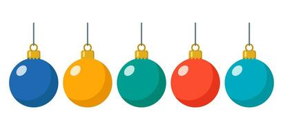 Kerstmis ballen Aan wit achtergrond. Kerstmis klem kunst. modern kerstballen. verzameling van mooi decoraties voor Kerstmis boom. vector illustratie.