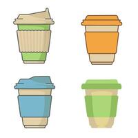 vector reeks van geïsoleerd papier cups voor koffie of thee. drinken vector illustratie ontwerp. voor bonnen, spandoeken, advertenties, appjes, menu
