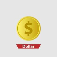 goud dollar munt. middelen van betaling, globaal munteenheid, wereld economie, financiën en investering concept. geïsoleerd vector illustratie.