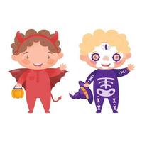 kinderen in halloweenkostuums vector