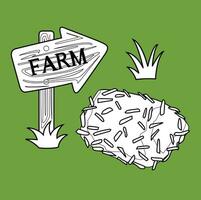 boerderij teken en rietje tekenfilm digitaal postzegel schets vector