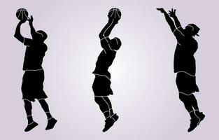 silhouetten en basketbal vector reeks van spelers