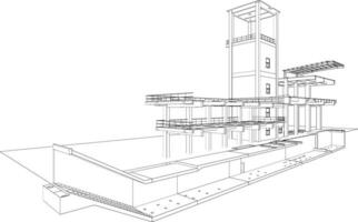 3d illustratie van industrieel gebouw vector