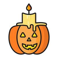 kaars pompoen, halloween decoratie Aan wit achtergrond, blij halloween decoratie element,vector illustratie vector
