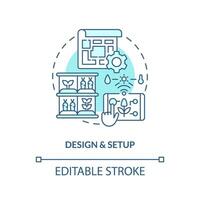 2d bewerkbare ontwerp en opstelling icoon vertegenwoordigen verticaal landbouw en hydrocultuur concept, geïsoleerd vector, dun lijn illustratie. vector