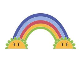 regenboog in de jaren 70 hippie retro stijl vlak vector illustratie. geïsoleerd Aan wit.