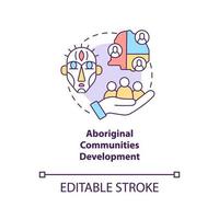 aboriginal gemeenschappen ontwikkelingsconcept icoon. gemeenschapsontwikkeling abstracte idee dunne lijn illustratie. bescherming van inheemse bewoners. vector geïsoleerde omtrek kleur tekening. bewerkbare streek