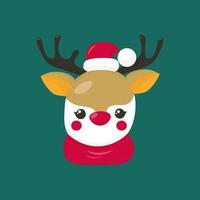 schattig Kerstmis hert hoofd in een hoed en sjaal. getrokken stijl. voorraad vector geïsoleerd illustratie.