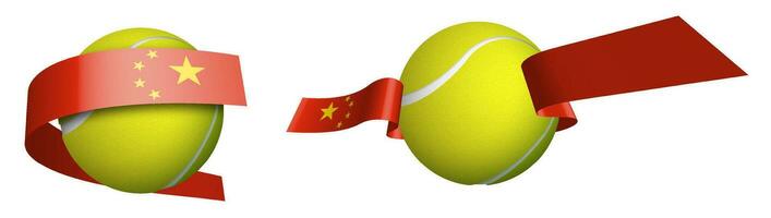 sport- tennis bal in linten met kleuren van Chinese vlag. geïsoleerd vector Aan wit achtergrond