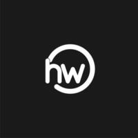 initialen hw logo monogram met gemakkelijk cirkels lijnen vector