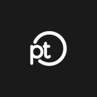 initialen pt logo monogram met gemakkelijk cirkels lijnen vector
