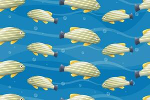 vector geïsoleerd gestreept zee geel vis. vector naadloos tekenfilm marinier patroon.