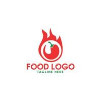 ruim heet pot restaurant logo icoon met groot rood brand vlam vector