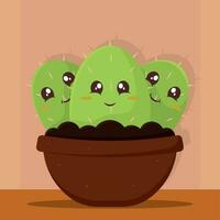 geïsoleerd schattig cactus binnen- fabriek karakter vector