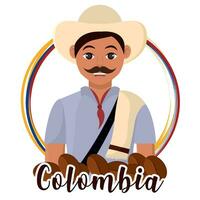 geïsoleerd Colombiaanse koffie boer tekenfilm Colombia vector