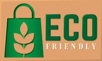 gekleurde horizontaal eco vriendelijk poster met recyclebaar boodschappen doen zak vector