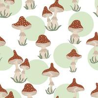 naadloos patroon met amanita. herfst ontwerp met champignons. dankzegging en oogst concept. modern afdrukken voor kleding stof, textiel, omhulsel papier vector