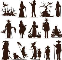 gelukkig halloween silhouet reeks verzameling van halloween vector elementen