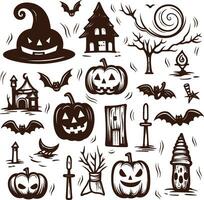 gelukkig halloween silhouet reeks verzameling van halloween vector elementen