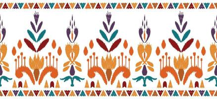 motief etnisch handgemaakt mooi ikat kunst. etnisch abstract bloemen oranje achtergrond kunst. volk borduurwerk, Peruaans, Indisch, Azië, marokkaans, kalkoen, en Oezbeeks stijl. aztec meetkundig kunst ornament afdrukken. vector
