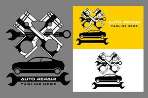 auto reparatie logo sjabloon. auto reparatie vector ontwerp.embleem, sjabloon. een interessant logo voor de automotive en reparatie industrie. types van auto logo's, verdeeld in 3 achtergrond kleuren