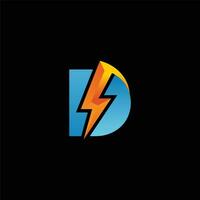 d brief logo met bliksem , elektrisch , macht vector