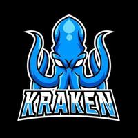 kraken octopus inktvis mascotte gaming logo vector ontwerpsjabloon