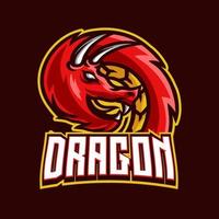 draak mascotte gaming logo vector ontwerpsjabloon voor sport en esport